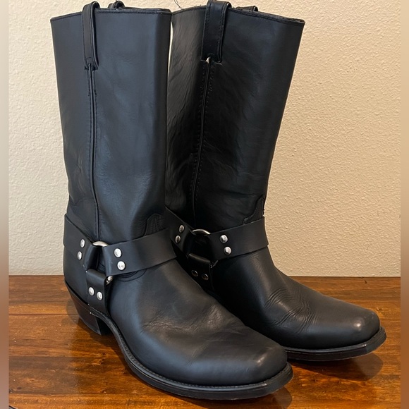 Code West Black Leather Harness Motorcycle Riding Boots Men’s 12 - Picture 1 of 6